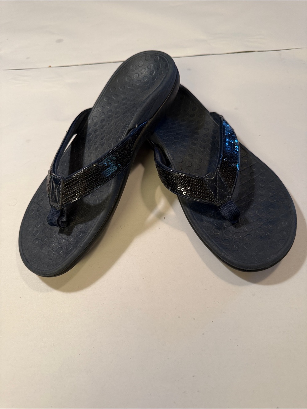 Vionic Navy Sequin Thong Sandals
